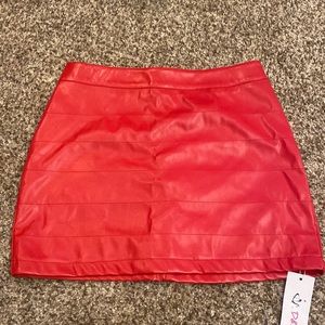 Red leather skirt